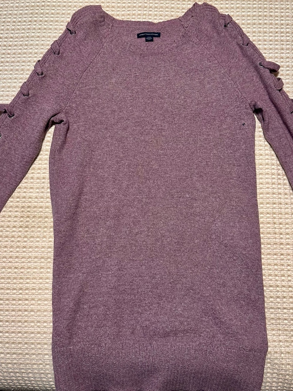 Vintage American Eagle Outfitters Mauve Lace-Up Sleeve Mini Dress